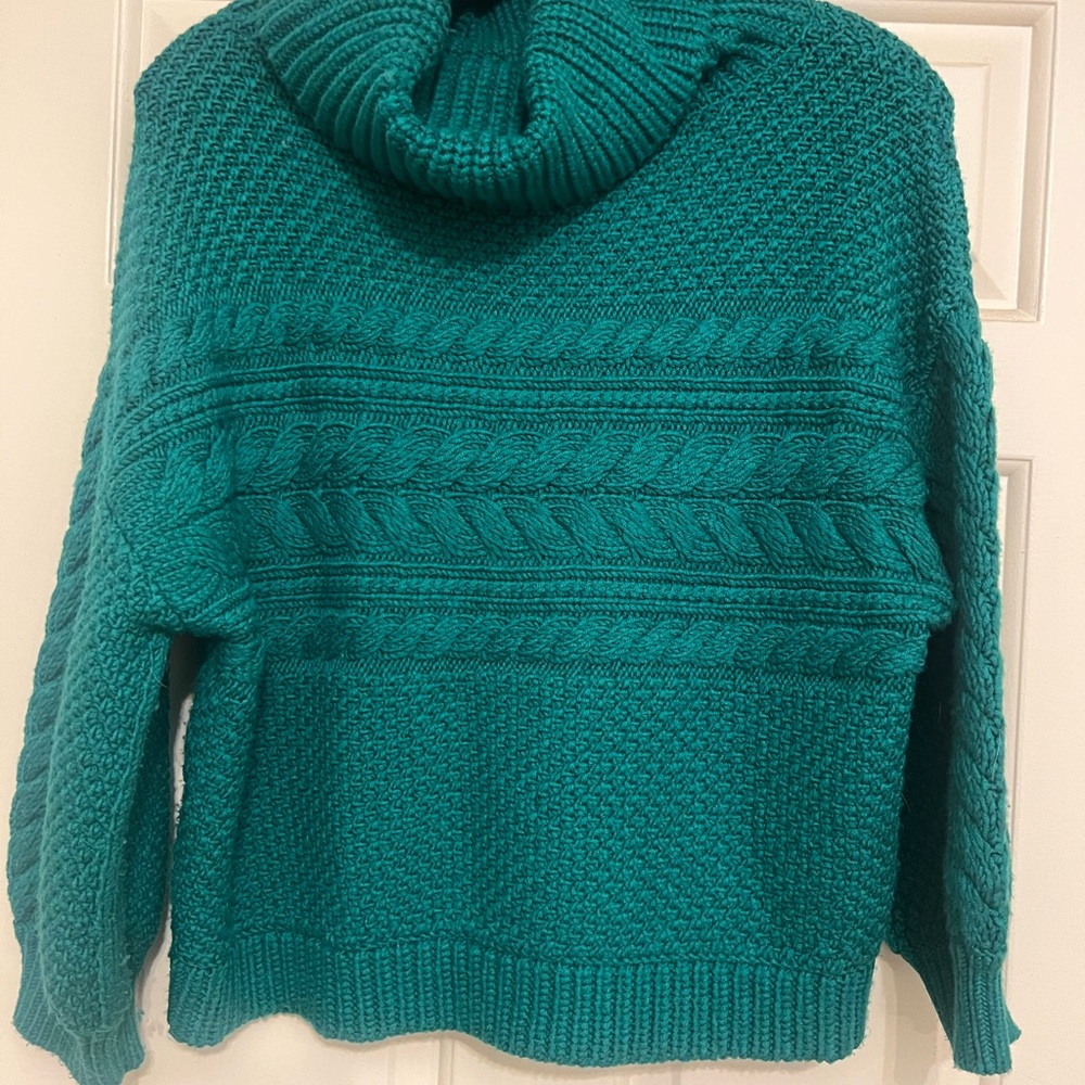 Alice + Olivia Teal Cowl Neck Sweater